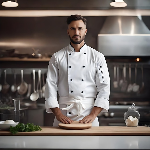 A Clean Blank White Chef Apron Photograph Chef Jacket Apron Scene Photoshoot Concept