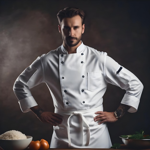 A Clean Blank White Chef Apron Photograph Chef Jacket Apron Scene Photoshoot Concept