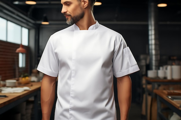 A Clean Blank White Chef Apron Photograph Chef Jacket Apron Scene Photoshoot Concept