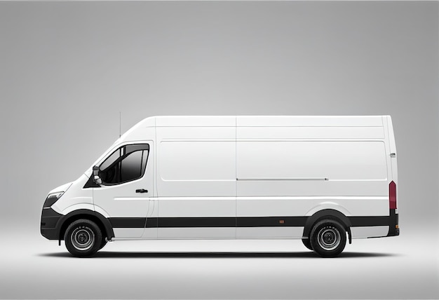 Clean blank white delivery van illustration Ai generative