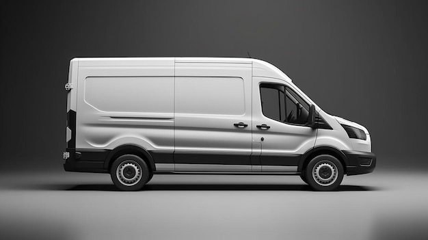 Clean blank white delivery van isolated on empty background mock up