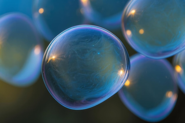 Photo clean blue soap bubbles background