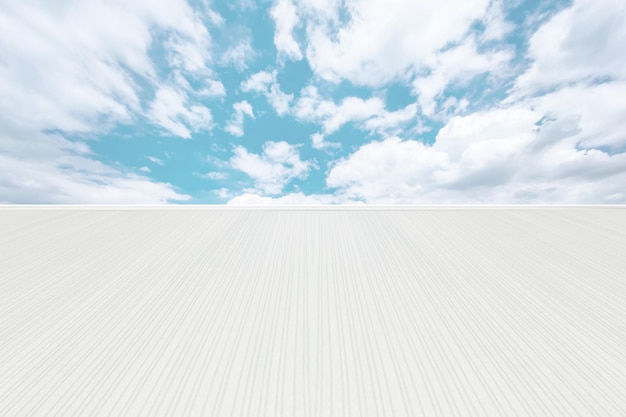 Clean and bright unmanned striped ground square with cloudy sky