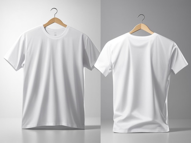 Clean Canvas White Tshirt Front and Back Isolated on White Background