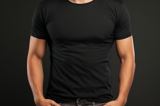 Clean and cool guy wears black tee embodying simplicity with a stylish edge