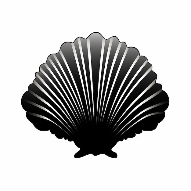 Photo clean design black clam silhouette on white background