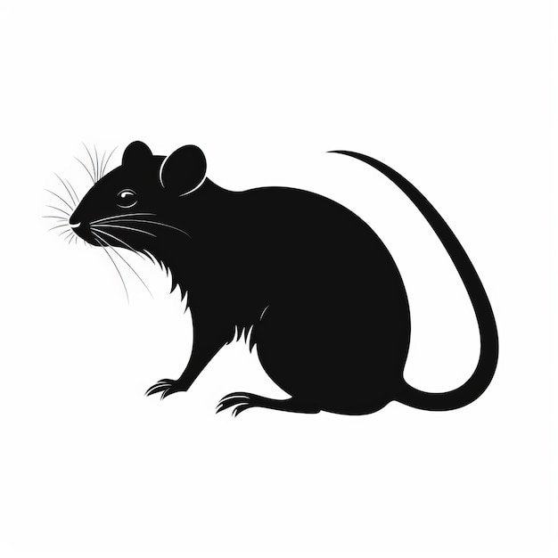 Clean Design Rat Creature Silhouette On White Background