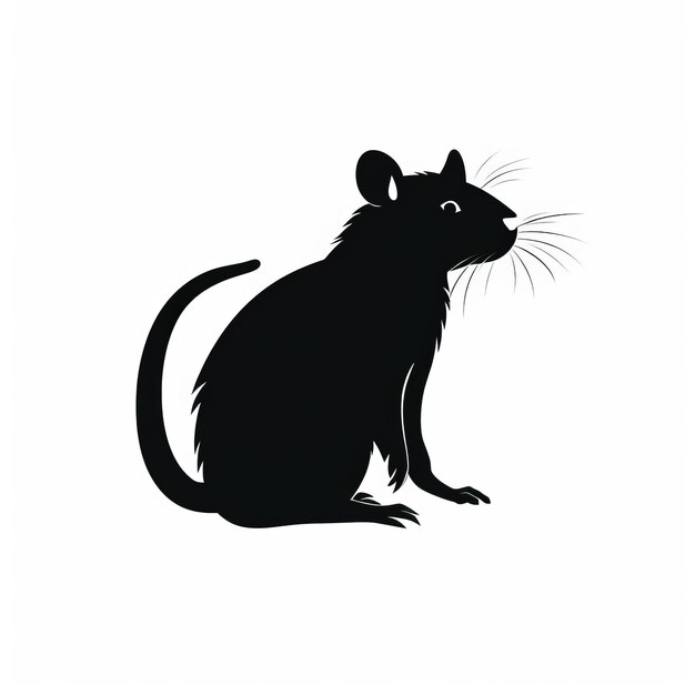 Photo clean design rat silhouette on white background