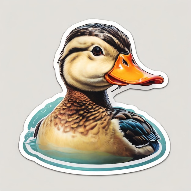 Photo clean duck icon sticker ai generated