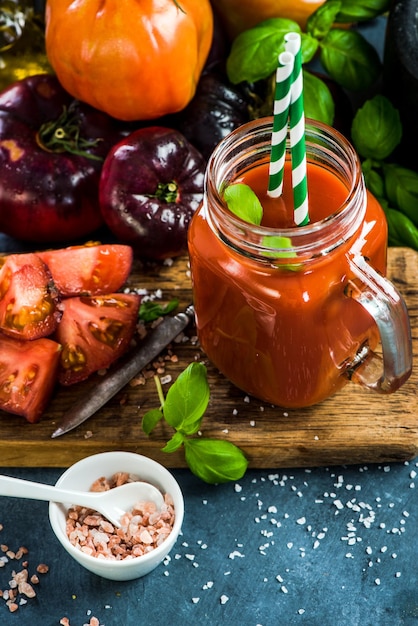 Clean eating and healthy food tomato juice