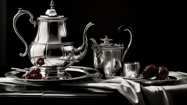 Clean elegance shines in monochrome still life of silver