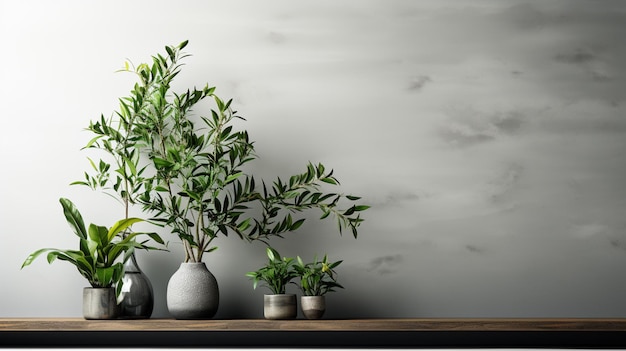 コピー スペースを備えた緑の植物の装飾ときれいな空の壁生成 AI