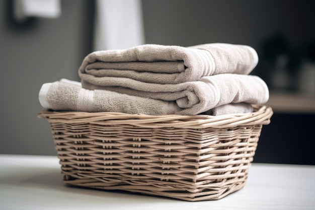 Clean folded cotton towels Fabric care Generate Ai