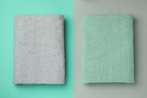 Clean folded towels on two tone