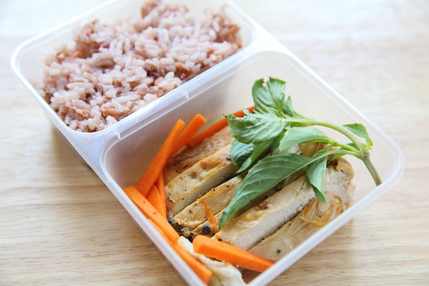 Clean food chicken breast with rice