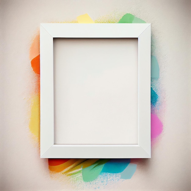 Clean frame blank for mockup on white background with color elements Flat Lay style