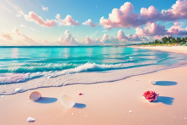 Clean green sea water spray beach beautiful coastline landscape wallpaper background blue sky