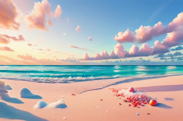 Clean green sea water spray beach beautiful coastline landscape wallpaper background blue sky