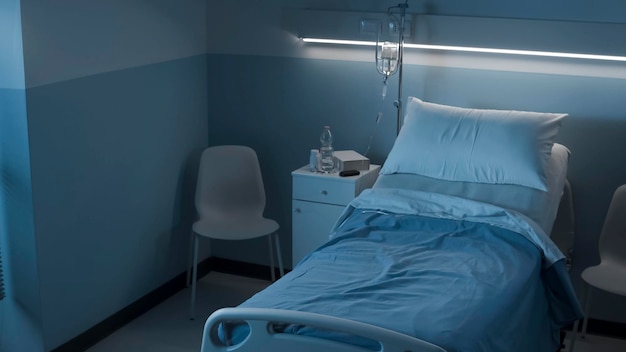 Чистый интерьер больничной палаты ночью