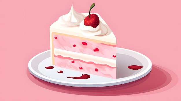 Clean icon of a slice of cake with a candle created by ai