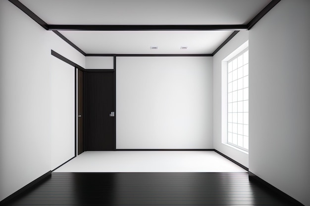 Clean Japanese minimalist interior empty room