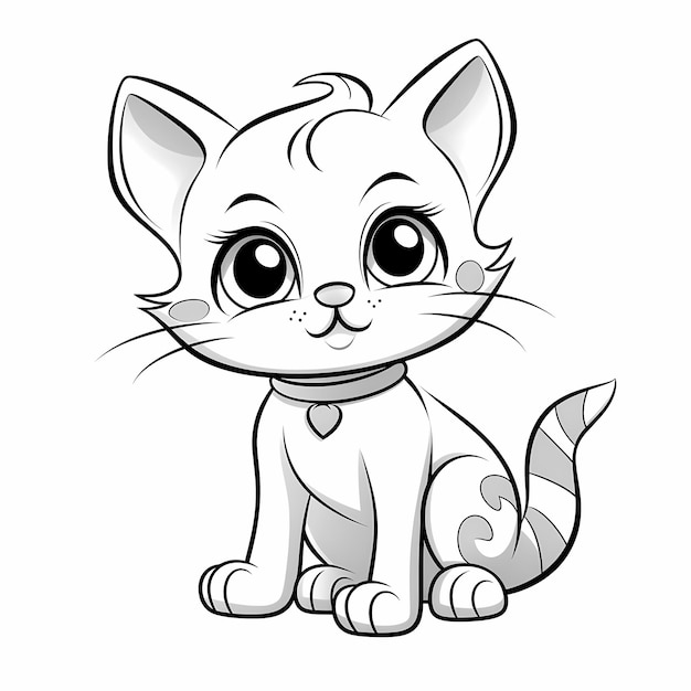 Photo clean lines big smiles simple cat coloring book page for kids