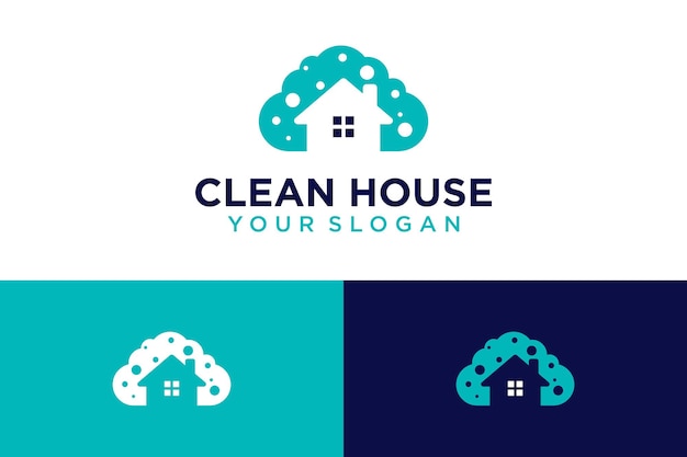 Photo clean logo design with house and soap