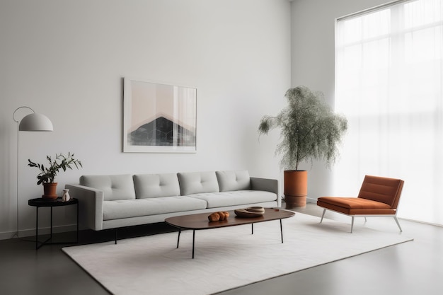 A clean minimalist living space with a few wellplaced plants AI generated