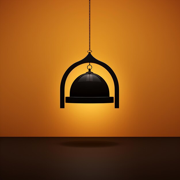 Photo clean and minimalistic background with a silhouette of a muslim lamp icon