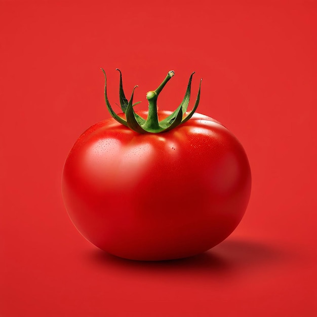순수 한 색 배경 에 있는 토마토 의 끔 하고 미니멀 한 일러스트레이션