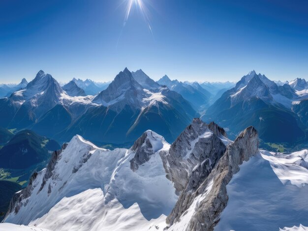 Foto paesaggio di montagna pulito a mezzogiorno