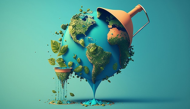 Чистая природа глобус всемирный день окружающей среды день земли фон фото иллюстрация
