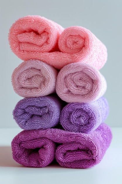 Photo clean pink and purple towels