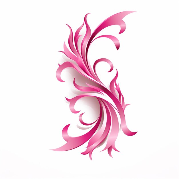 Clean Pink Ribbon on Crisp White Background