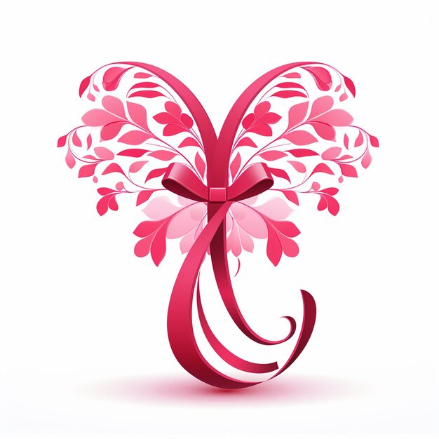 Clean pink ribbon on eggshell background