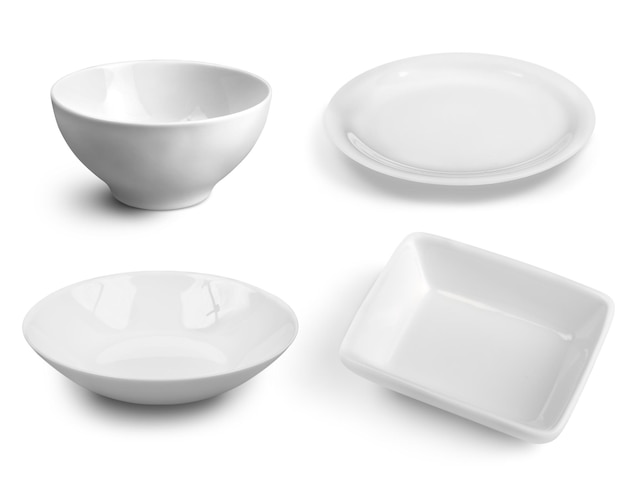 Clean plates and bowls isolated