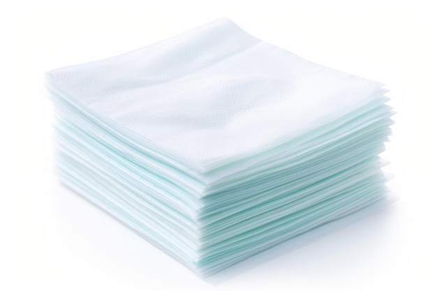 Clean and pristine a pile of white bandage gauze pads awaits their role in providing treatment ensuring hygiene and care