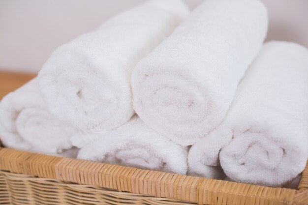 Clean rolled white towels