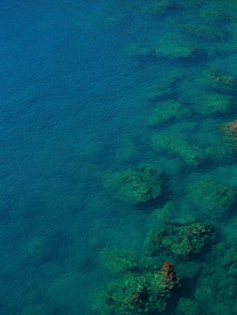 A clean sea and the rocks in it