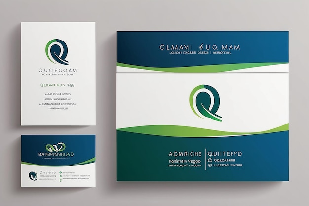 Photo clean and simple modern business card template with initial letter qd logotype