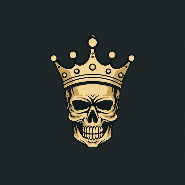 Photo clean simple skeleton logo with crown