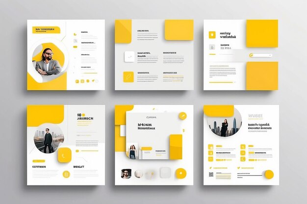 Photo clean and simple social media template design with white background color and a few yellow color blocks suitable for brand building or promotion