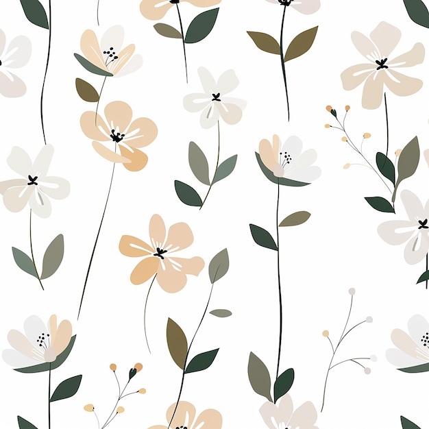 clean and sleek A simple flat illustration of flowers on plain background
