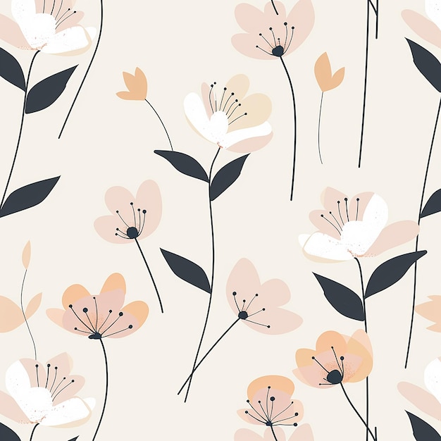 clean and sleek A simple flat illustration of flowers on plain background