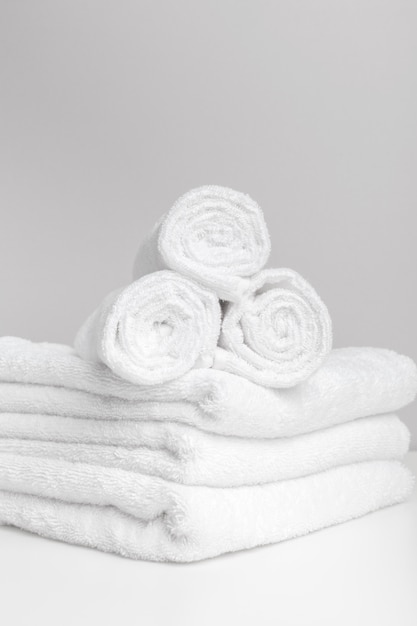 Clean soft towels on color 