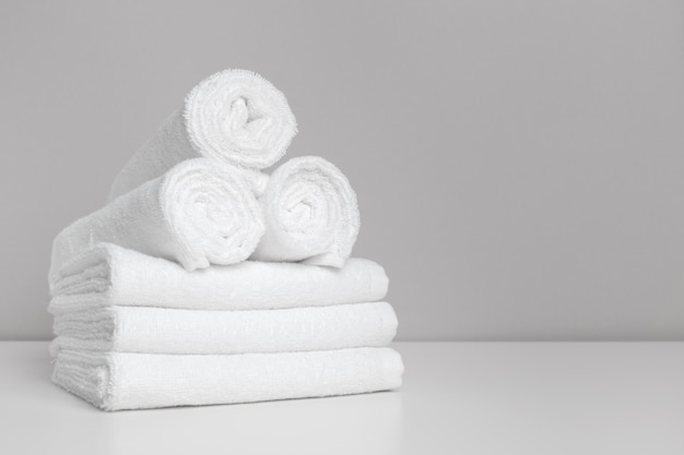 Clean soft towels on color 