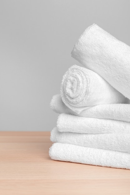 Clean soft towels on color 