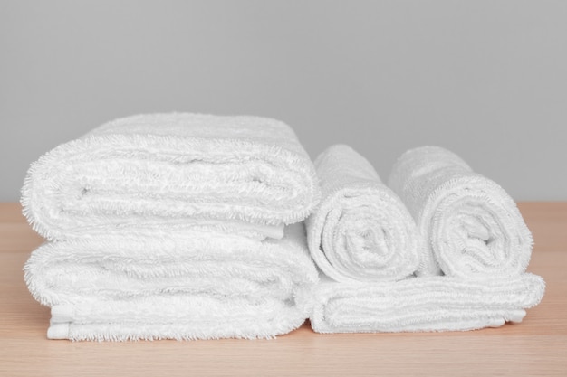 Clean soft towels on color 