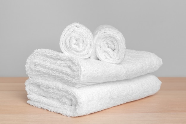 Clean soft towels on color 