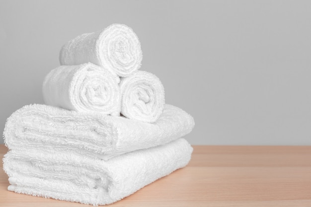 Clean soft towels on color 